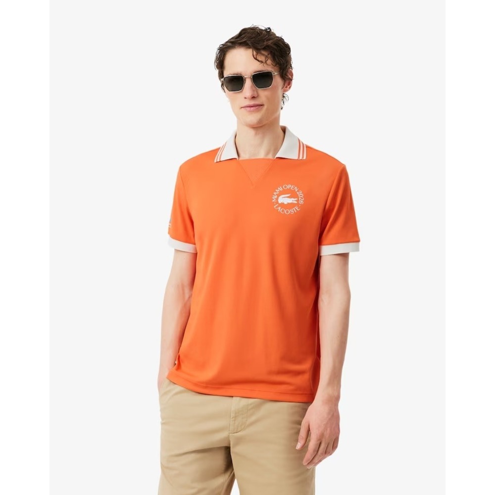 Lacoste Mens Miami Open 2026 Orange Ballboy Polo Shirt Size 4XL
